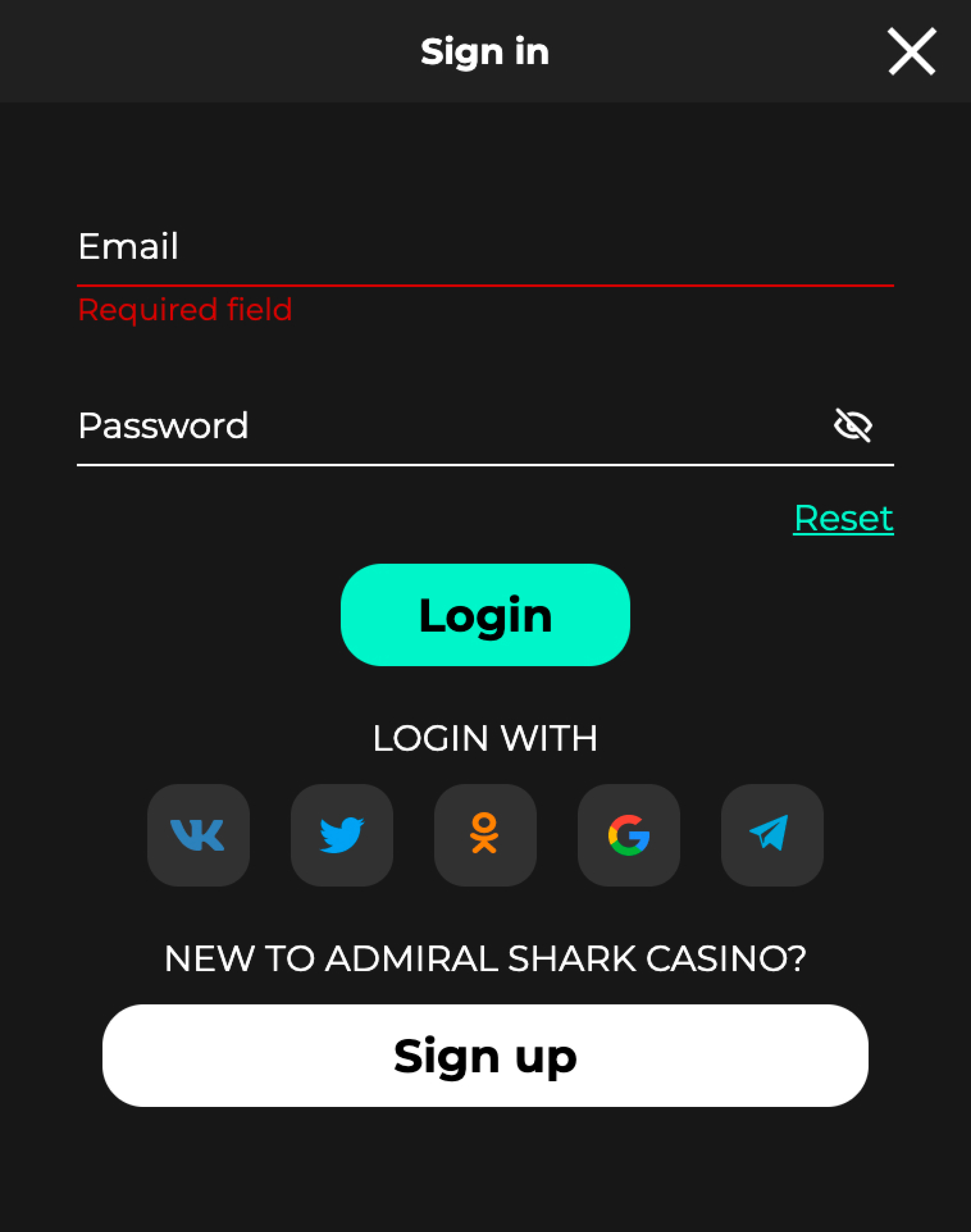 admiral login casino